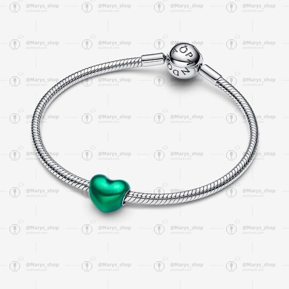 Pandora Metallic Green Heart Charm - Picture 3 of 6